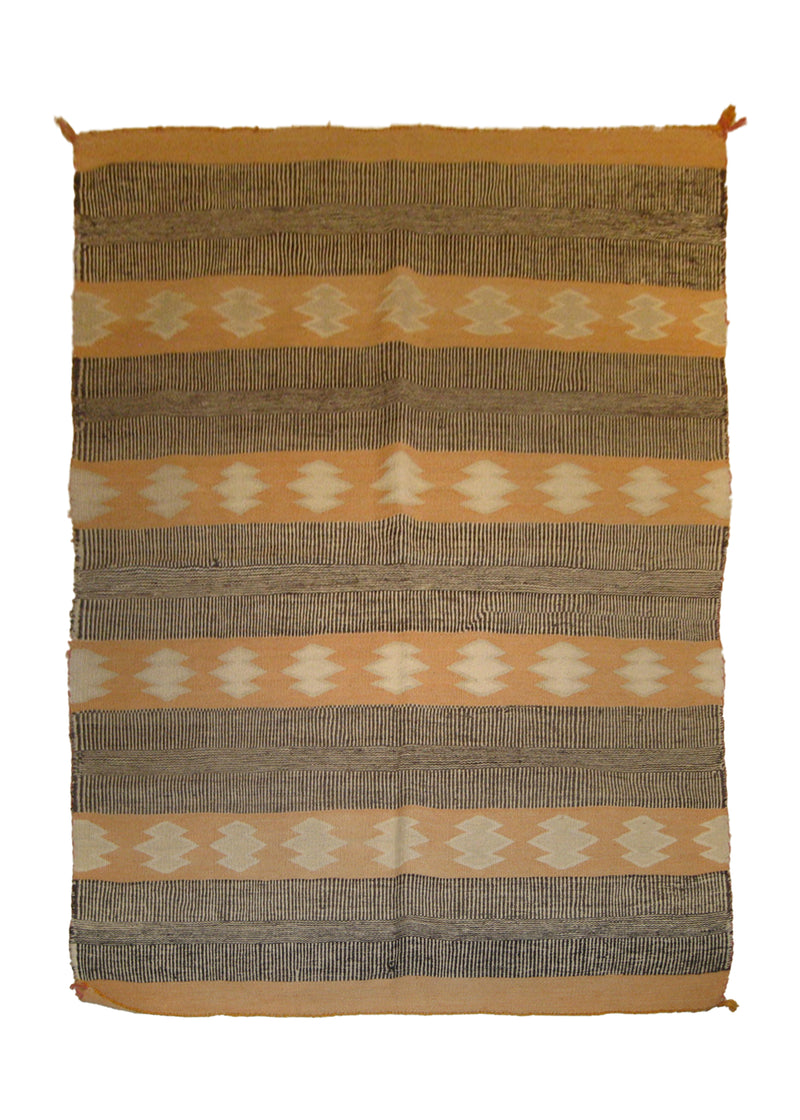 A14321 Native American Rug Navajo Handmade Area Tribal Antique 3'8'' x 5'0'' -4x5- Brown Orange Crystal Design