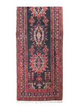 A14986 Persian Rug Zanjan Handmade Runner Tribal Antique 3'5'' x 9'6'' -3x10- Blue Red Geometric Design
