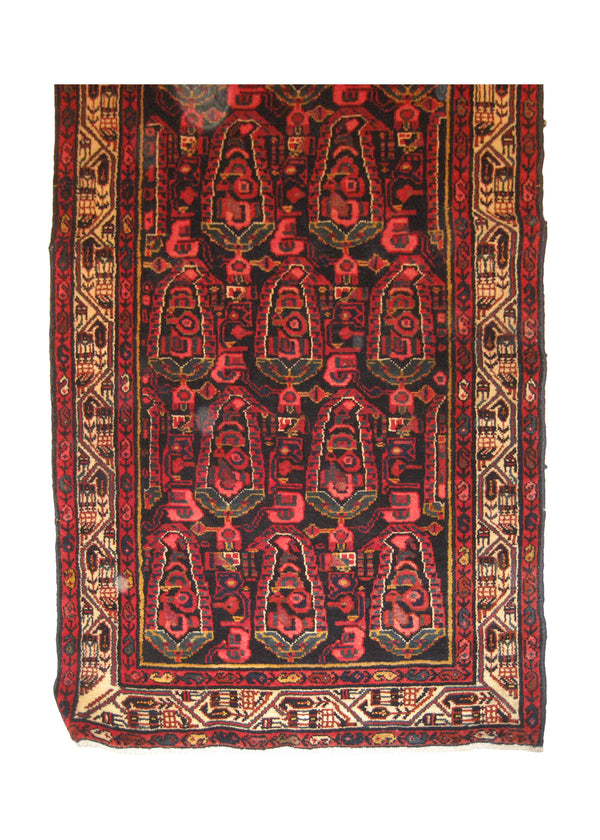 A15006 Persian Rug Malayer Handmade Runner Tribal Antique 3'8'' x 16'6'' -4x17- Red Whites Beige Paisley Boteh Design