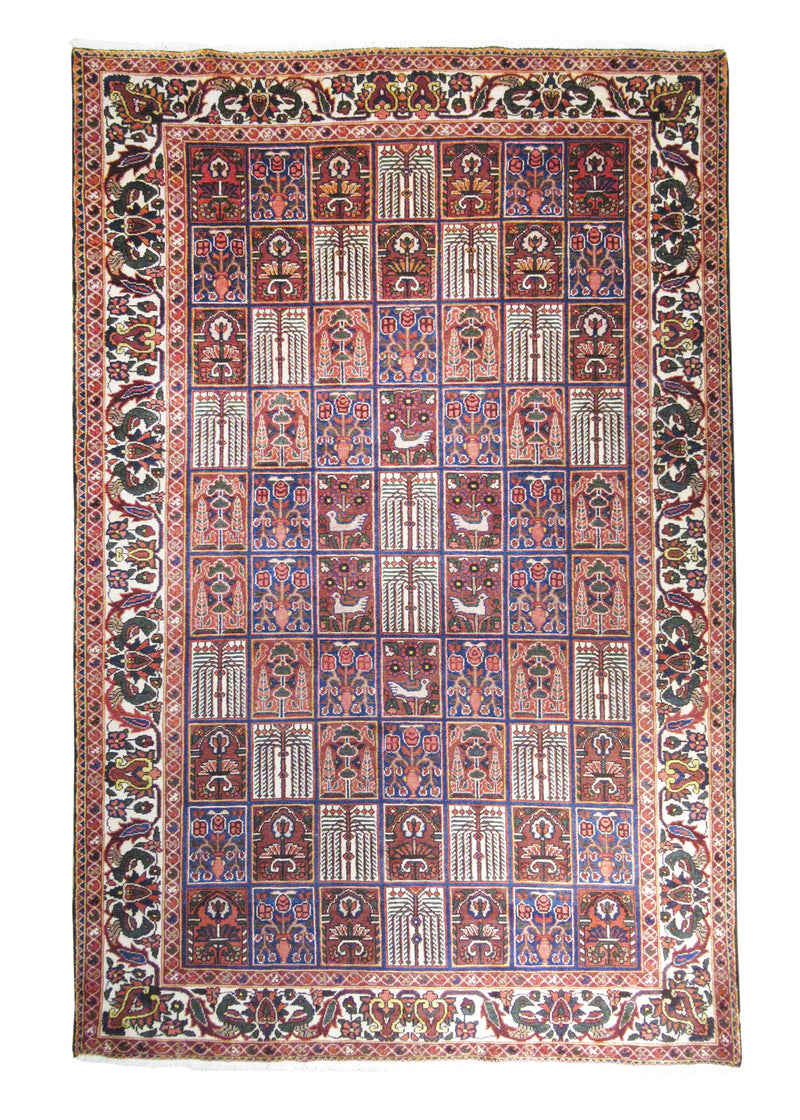A15186 Persian Rug Bakhtiari Handmade Area Tribal 6'10'' x 10'6'' -7x11- Multi-color Whites Beige Garden Design