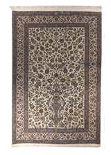 A15491 Persian Rug Kashan Handmade Area Traditional 4'9'' x 6'11'' -5x7- Whites Beige Blue Floral Design