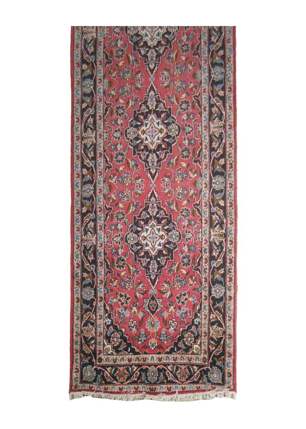 A15593 Persian Rug Ardakan Handmade Runner Traditional 3'3'' x 10'8'' -3x11- Red Blue Floral Design