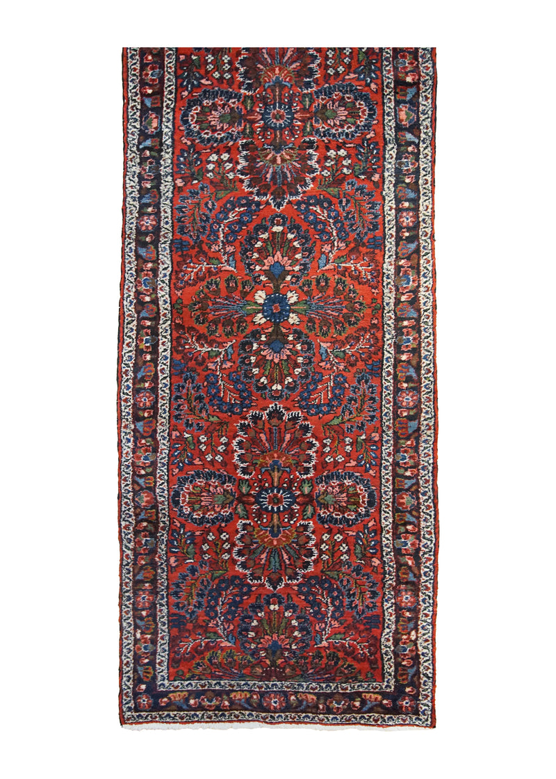 A15804 Persian Rug Hamadan Handmade Runner Tribal 2'10'' x 11'3'' -3x11- Red Blue Floral Design