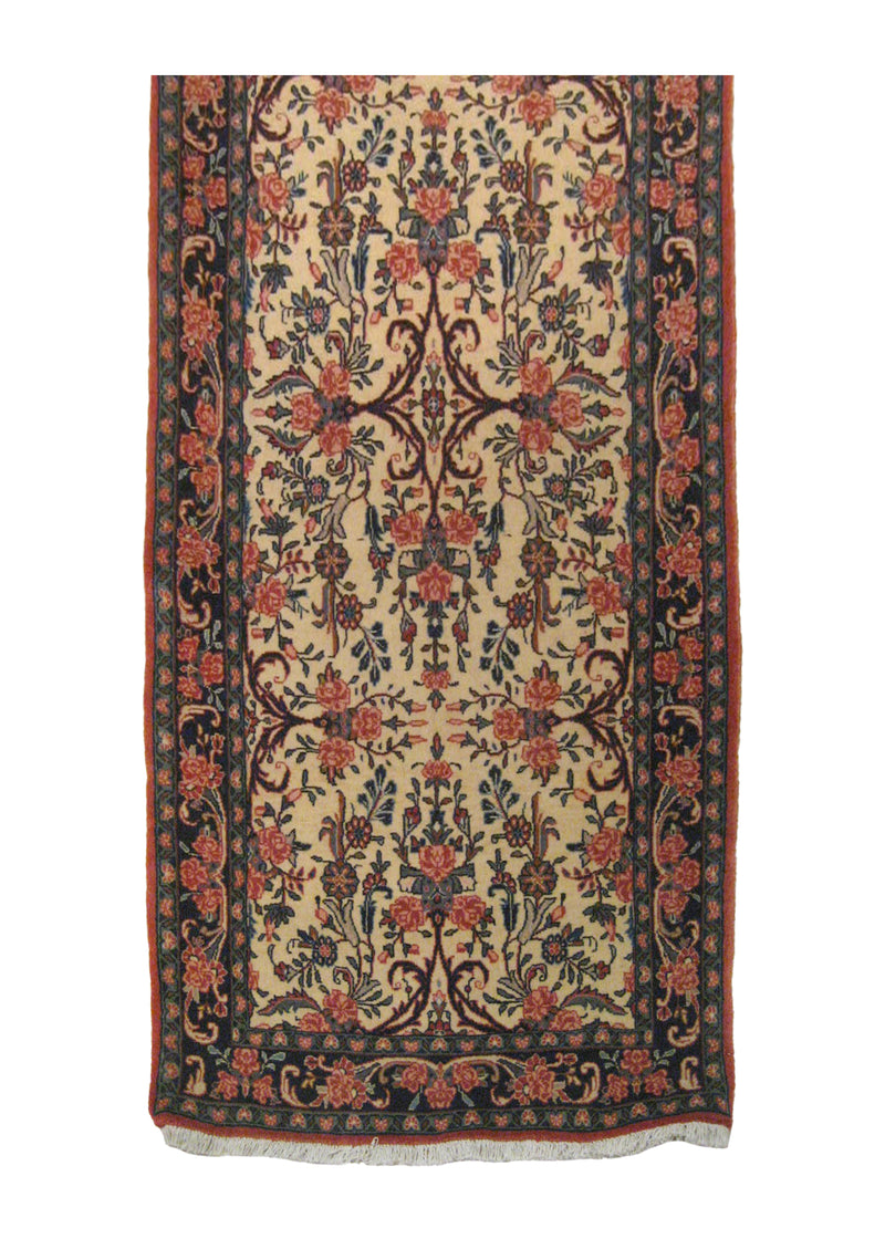 A15835 Persian Rug Bijar Handmade Runner Traditional 2'8'' x 6'5'' -3x6- Whites Beige Pink Floral Design