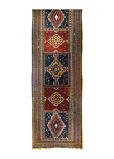 A15908 Oriental Rug Moroccan Handmade Area Tribal 7'12'' x 25'2'' -8x25- Blue Red Yellow Gold Geometric Design