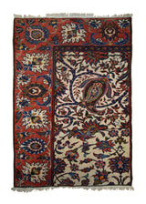 A16067 Persian Rug Bakhtiari Handmade Area Tribal Antique 3'10'' x 5'8'' -4x6- Whites Beige Red Floral Partition Design