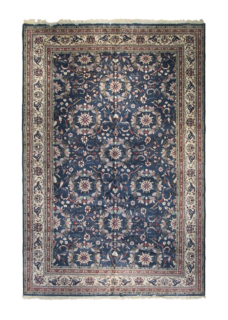 A16426 Oriental Rug Indian Handmade Area Transitional Traditional 11'0'' x 16'9'' -11x17- Blue Whites Beige Kashan Floral Design