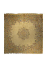 A16784 Persian Rug Kerman Handmade Square Traditional 6'8'' x 6'11'' -7x7- Whites Beige Blue Open Field Floral Design