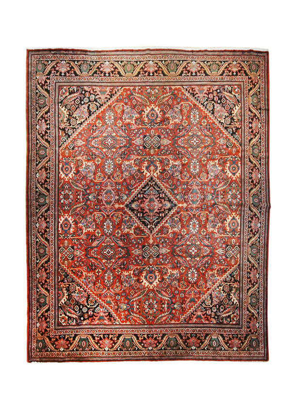 A16995 Persian Rug Mahal Handmade Area Tribal Antique 10'7'' x 13'10'' -11x14- Red Blue Floral Design