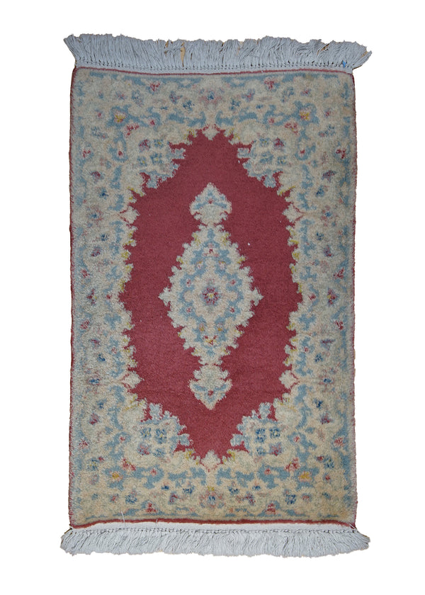 A17015 Persian Rug Kerman Handmade Area Traditional 1'11'' x 2'11'' -2x3- Red Blue Open Field Floral Design
