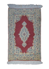 A17015 Persian Rug Lavar Kerman Handmade Area Traditional 1'11'' x 2'11'' -2x3- Red Blue Open Field Floral Design