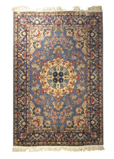 A17085 Persian Rug Yazd Handmade Area Traditional 6'7'' x 9'9'' -7x10- Blue Floral Design