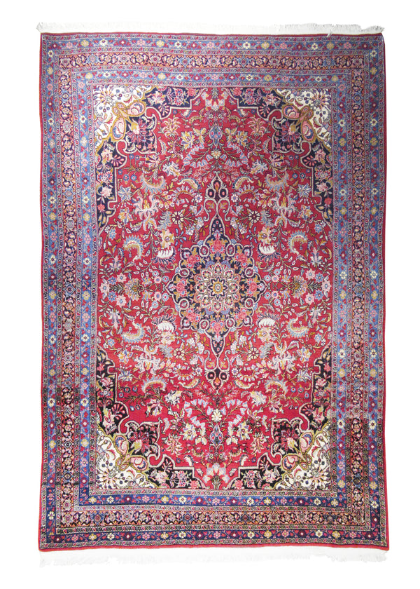 A17328 Persian Rug Bijar Handmade Area Traditional 6'12'' x 10'4'' -7x10- Red Blue Floral Design