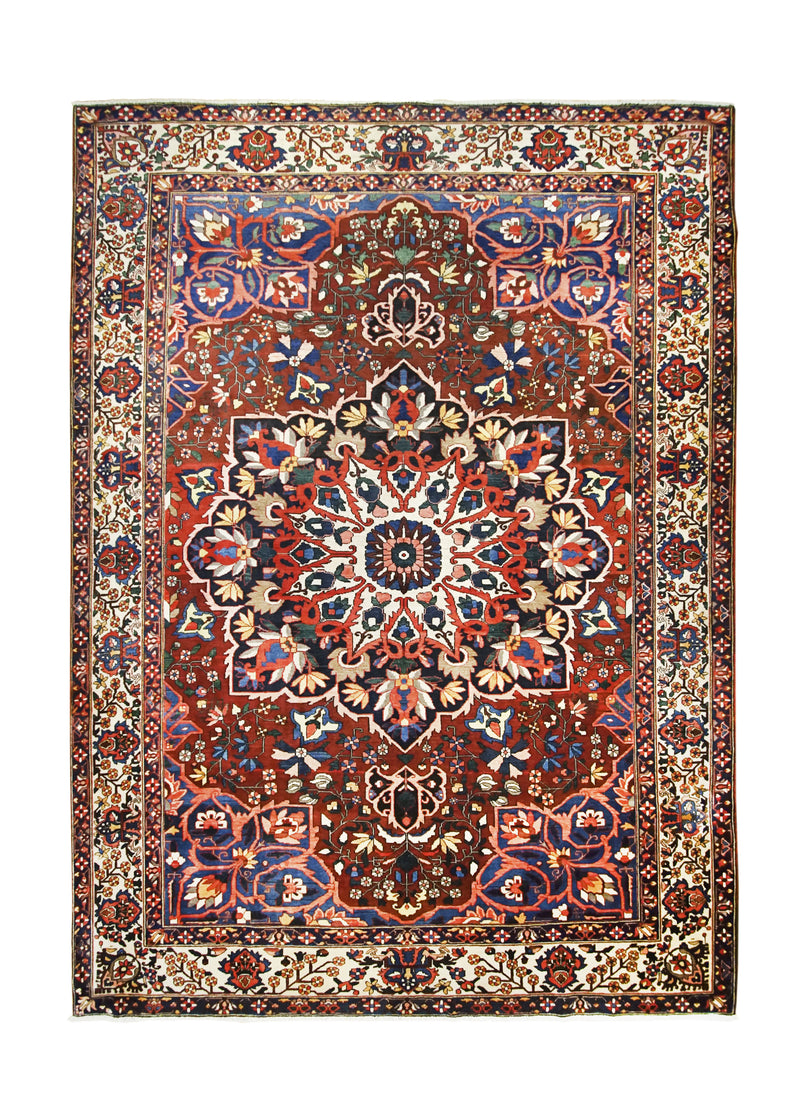 A17426 Persian Rug Bakhtiari Handmade Area Tribal 10'3'' x 14'2'' -10x14- Red Floral Design