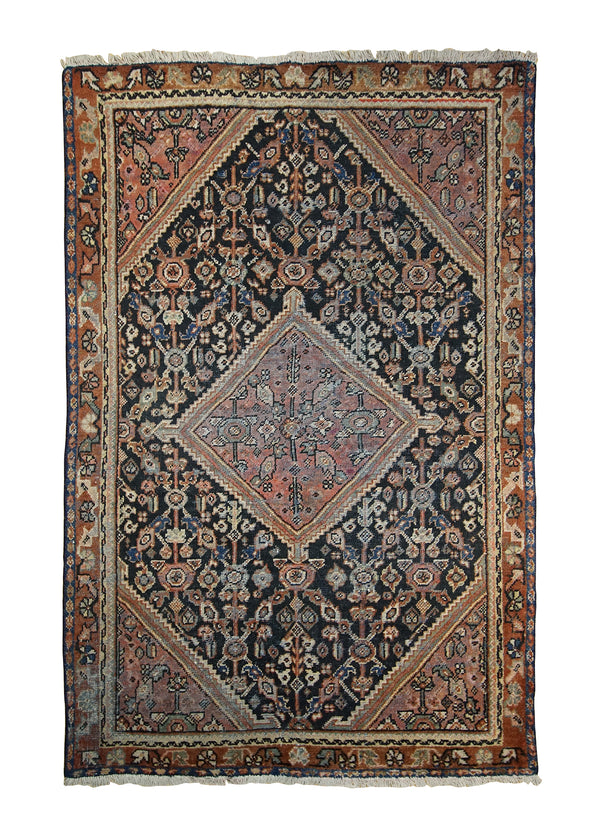 A17454 Persian Rug Mahal Handmade Area Tribal Antique 4'2'' x 6'5'' -4x6- Blue Red Geometric Design
