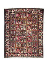 A17479 Persian Rug Bakhtiari Handmade Area Tribal Vintage 5'1'' x 6'6'' -5x7- Red Whites Beige Garden Design