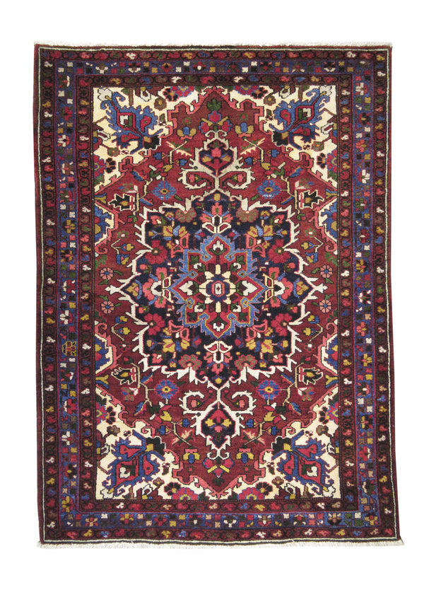 A17495 Persian Rug Bakhtiari Handmade Area Tribal 4'9'' x 6'8'' -5x7- Blue Red Floral Design
