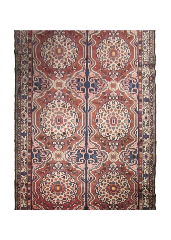 A17514 Persian Rug Bakhtiari Handmade Runner Tribal 5'3'' x 9'5'' -5x9- Red Whites Beige Garden Design