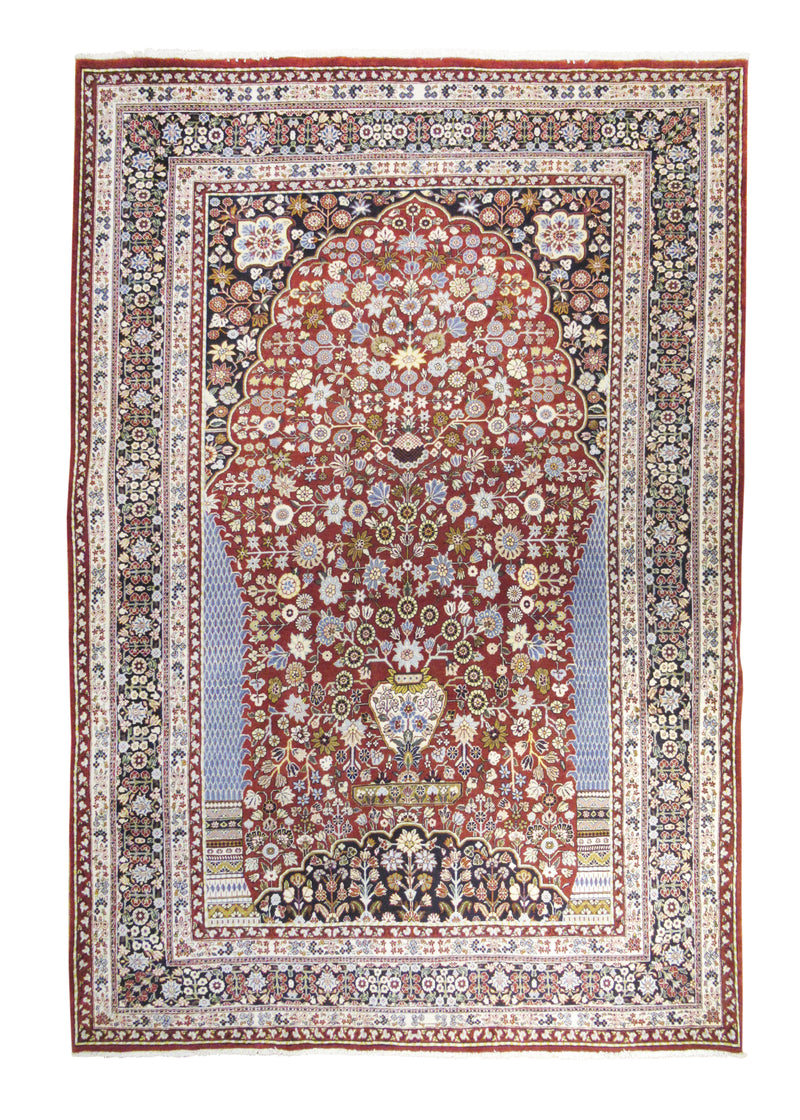 A17516 Persian Rug Ghashghaei Handmade Area Tribal 6'4'' x 9'4'' -6x9- Red Blue Tree of Life Design