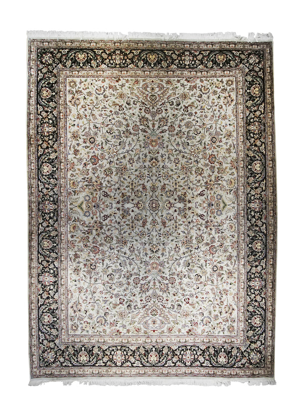 A17601 Oriental Rug Pakistani Handmade Area Traditional 10'1'' x 13'11'' -10x14- Whites Beige Black Kashan Floral Design