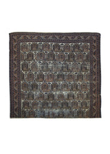 A17741 Persian Rug Afshar Handmade Square Tribal Vintage 4'6'' x 4'7'' -5x5- Whites Beige Pink Geometric Paisley Boteh Design