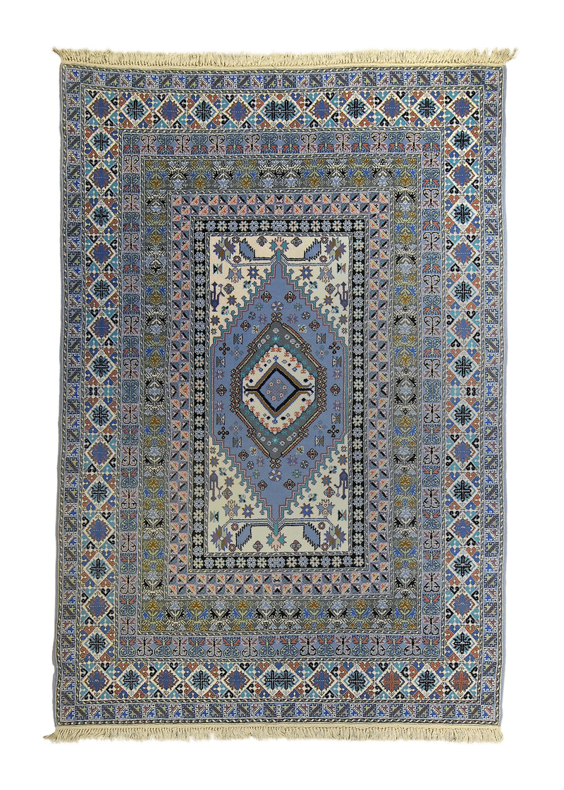 A17757 Oriental Rug Moroccan Handmade Area Tribal 5'10'' x 8'6'' -6x9- Whites Beige Blue Geometric Design.jpg