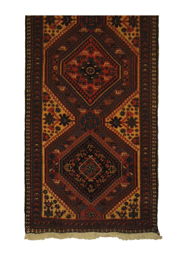 A17805 Persian Rug Yalameh Handmade Runner Tribal 2'1'' x 4'10'' -2x5- Whites Beige Red Geometric Design