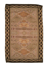 A17848 Native American Rug Navajo Handmade Area Tribal 3'0'' x 5'0'' -3x5- Purple Brown Geometric Design