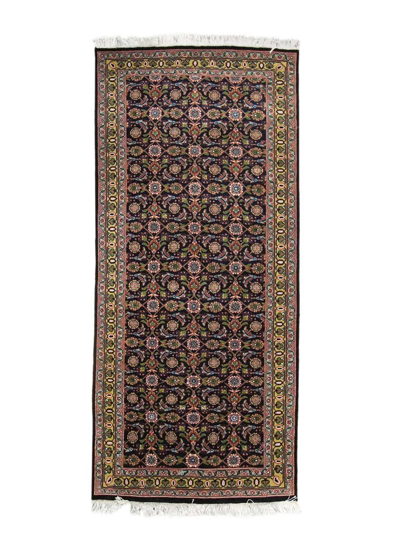 A17857 Persian Rug Tabriz Handmade Runner Traditional 2'2'' x 4'9'' -2x5- Blue Green Floral Mahi Fish Design.jpg