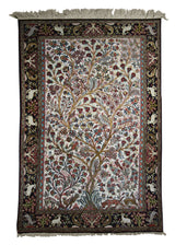 A17881 Persian Rug Qum Handmade Area Traditional 3'4'' x 5'1'' -3x5- Whites Beige Black Yellow Gold Floral Design