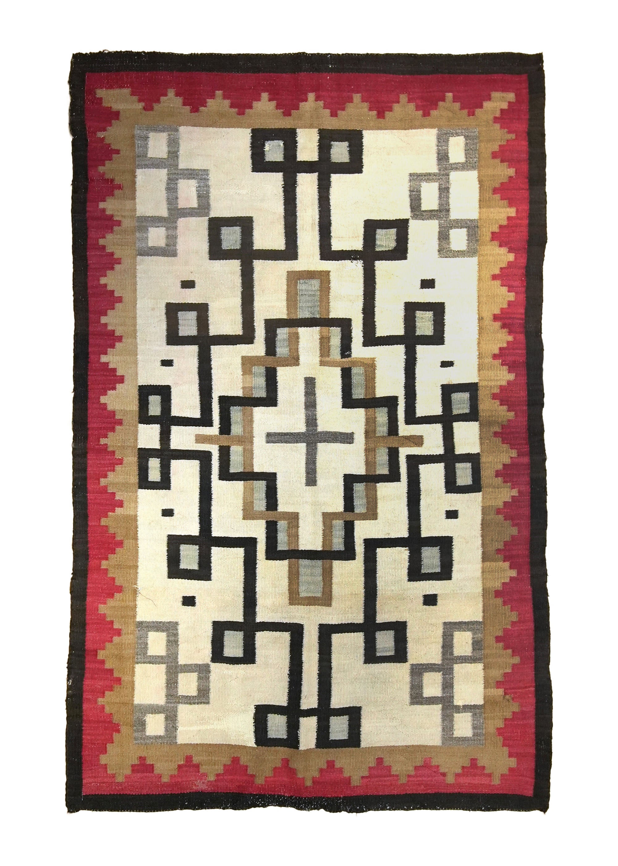Native American Rug Navajo Handmade Area Tribal Antique 4'2