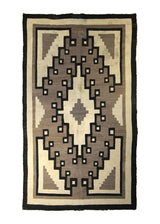 A17899 Native American Rug Navajo Handmade Area Tribal Antique 3'6'' x 5'9'' -4x6- Brown Whites Beige Black Geometric Design