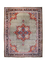 A18129 Persian Rug Kolyaei Handmade Area Tribal 10'2'' x 13'3'' -10x13- Whites Beige Blue Red Geometric Design