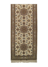 A18170 Persian Rug Isfahan Handmade Runner Traditional 2'2'' x 6'7'' -2x7- Whites Beige Red Floral Design