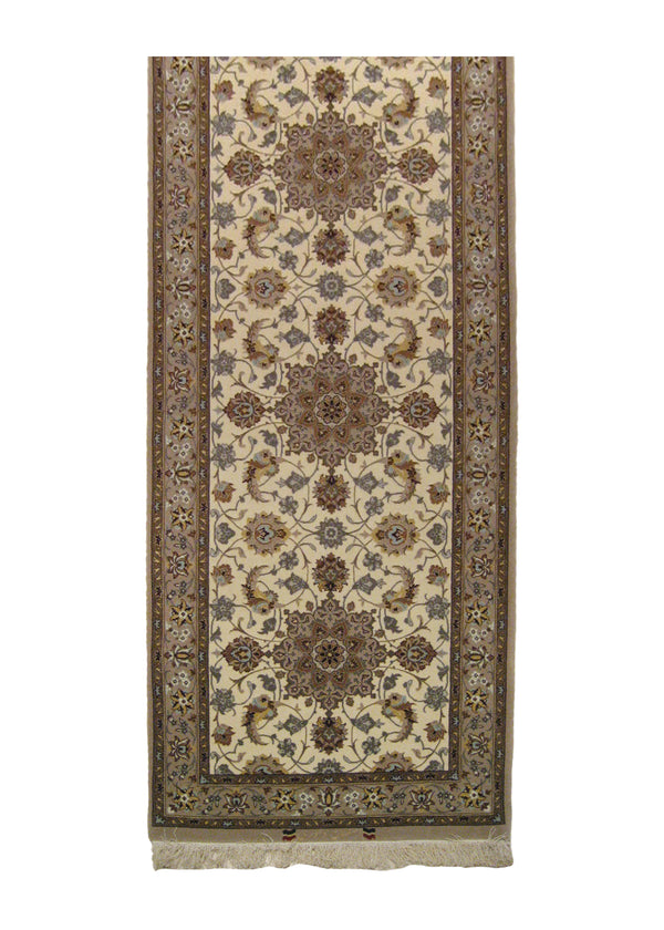 A18170 Persian Rug Isfahan Handmade Runner Traditional 2'2'' x 6'7'' -2x7- Whites Beige Red Floral Design