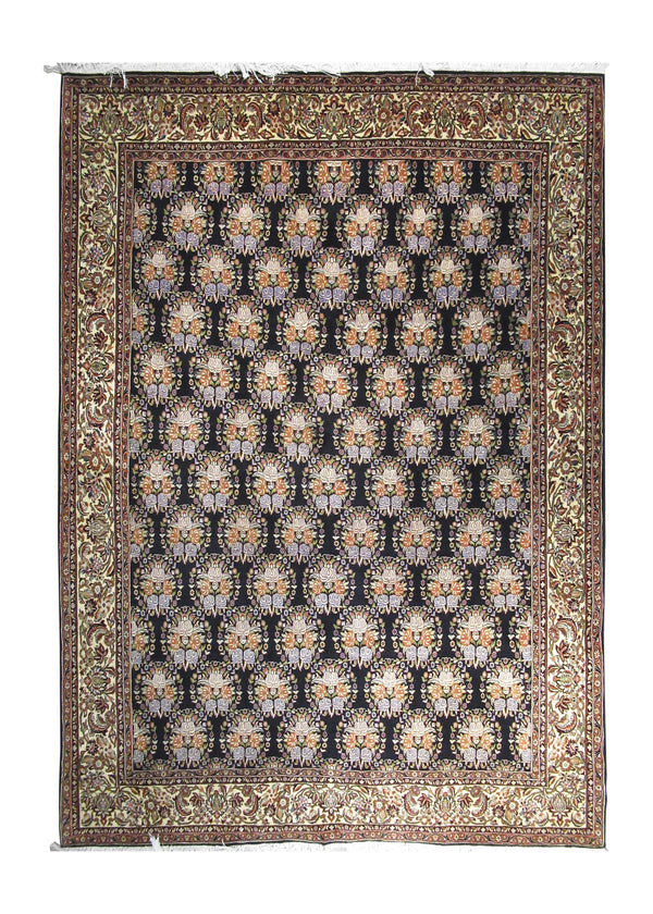 A18235 Persian Rug Bijar Handmade Area Traditional 6'7'' x 9'3'' -7x9- Blue Whites Beige Red Floral Design