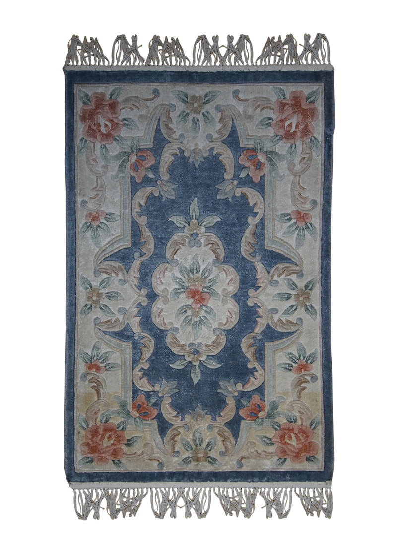 A18597 Oriental Rug Chinese Handmade Area Traditional 2'0'' x 3'0'' -2x3- Blue Whites Beige Aubusson Open Design