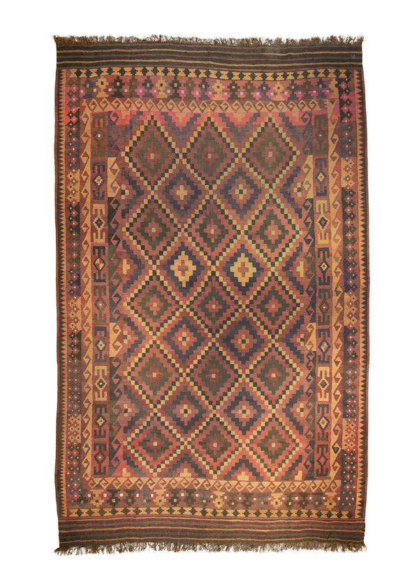 A18599 Oriental Rug Pakistani Handmade Area Tribal 9'4'' x 15'1'' -9x15- Red Brown Maymara Geometric Design.jpg