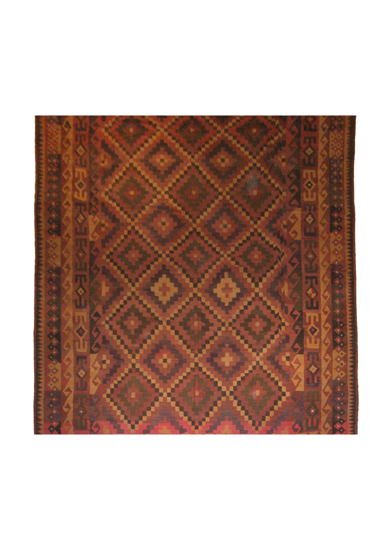 A18599 Oriental Rug Pakistani Handmade Area Tribal 9'4'' x 15'1'' -9x15- Red Brown Maymara Geometric Design
