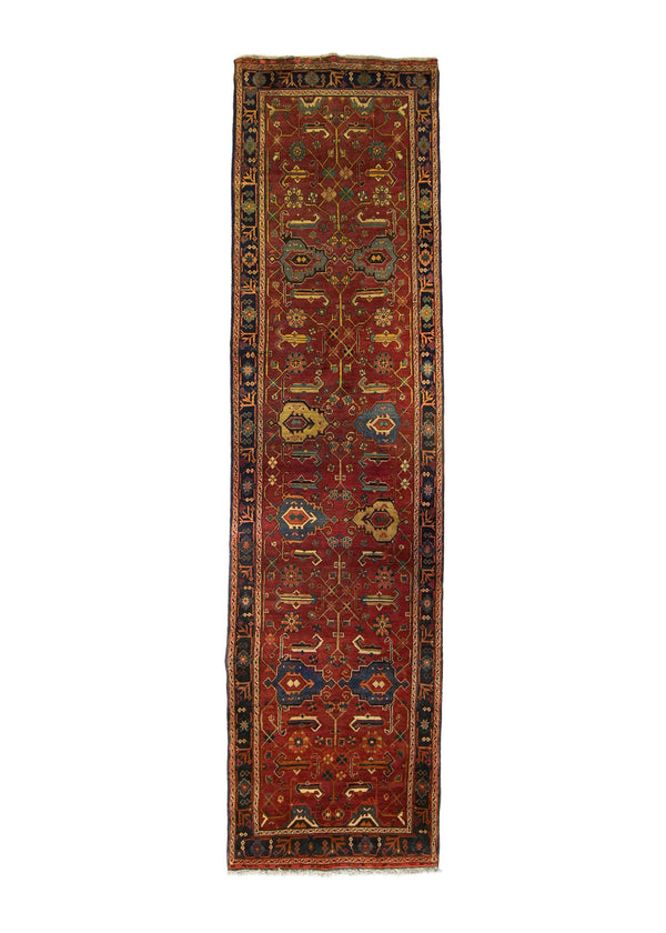 A18624 Persian Rug Azerbaijan Handmade Runner Tribal 3'9'' x 14'8'' -4x15- Red Geometric Design.jpg