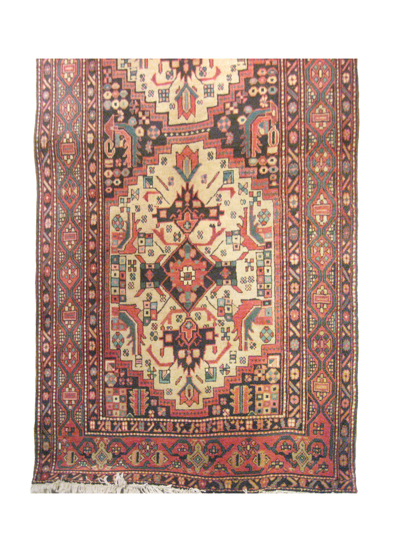A18625 Persian Rug Azerbaijan Handmade Runner Tribal 3'8'' x 14'4'' -4x14- Red Geometric Design