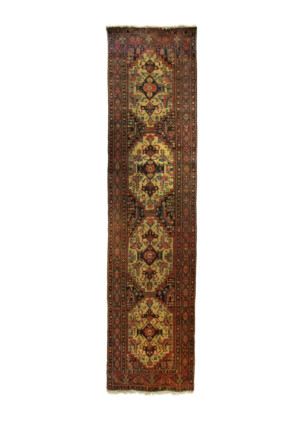 A18625 Persian Rug Azerbaijan Handmade Runner Tribal 3'8'' x 14'4'' -4x14- Red Geometric Design.jpg