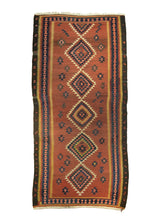 A18719 Persian Rug Ghashghaei Handmade Runner Tribal 4'3'' x 8'4'' -4x8- Red Blue Kilim Geometric Design.jpg
