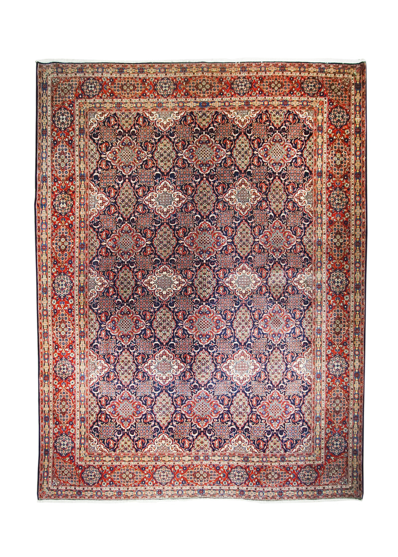 A18727 Persian Rug Hamadan Sharbaft Handmade Area Tribal 10'6'' x 13'9'' -11x14- Blue Red Floral Design