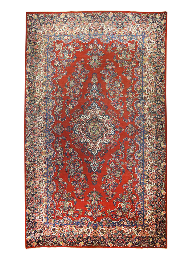 A18761 Persian Rug Ghazvin Handmade Area Traditional 8'10'' x 14'6'' -9x15- Red Floral Open Field Design