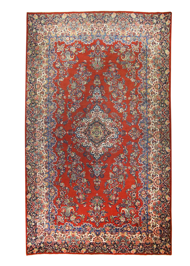 A18761 Persian Rug Ghazvin Handmade Area Traditional 8'10'' x 14'6'' -9x15- Red Floral Open Field Design