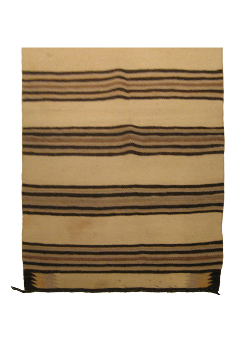 A18824 Native American Rug Navajo Handmade Area Tribal 2'8'' x 5'1'' -3x5- Whites Beige Gray Black Geometric Design
