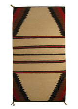 A18826 Native American Rug Navajo Handmade Area Tribal 2'6'' x 4'9'' -3x5- Whites Beige Red Black Geometric Design