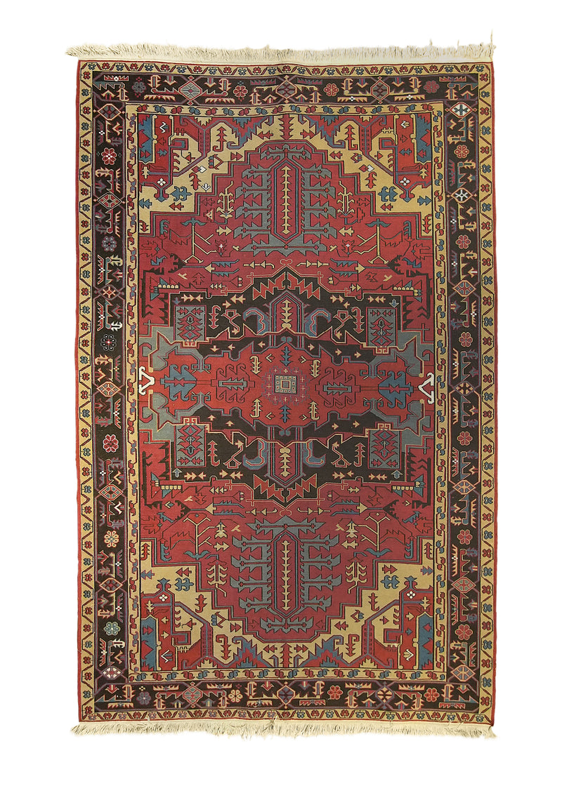 A18868 Oriental Rug Indian Handmade Area Transitional 5'5'' x 8'3'' -5x8- Red Geometric Design.jpg