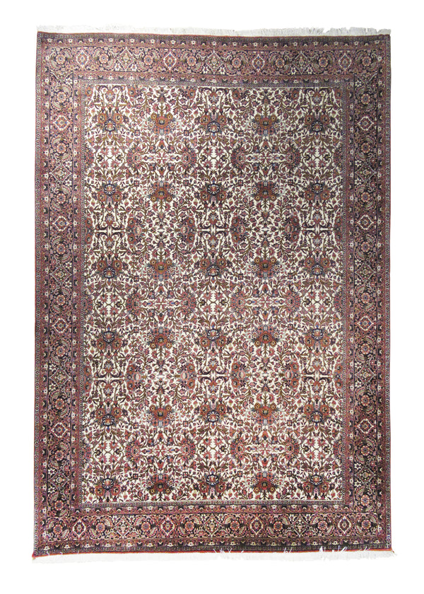 A19052 Persian Rug Bijar Handmade Area Traditional 6'8'' x 9'9'' -7x10- Whites Beige Red Floral Design